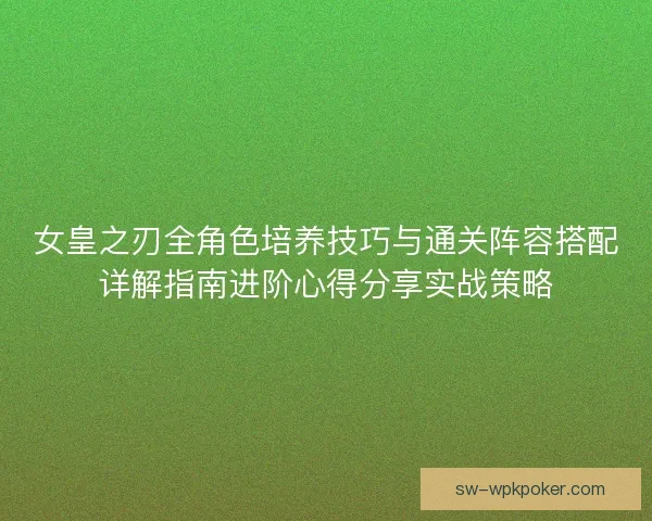 女皇之刃全角色培养技巧与通关阵容搭配详解指南进阶心得分享实战策略